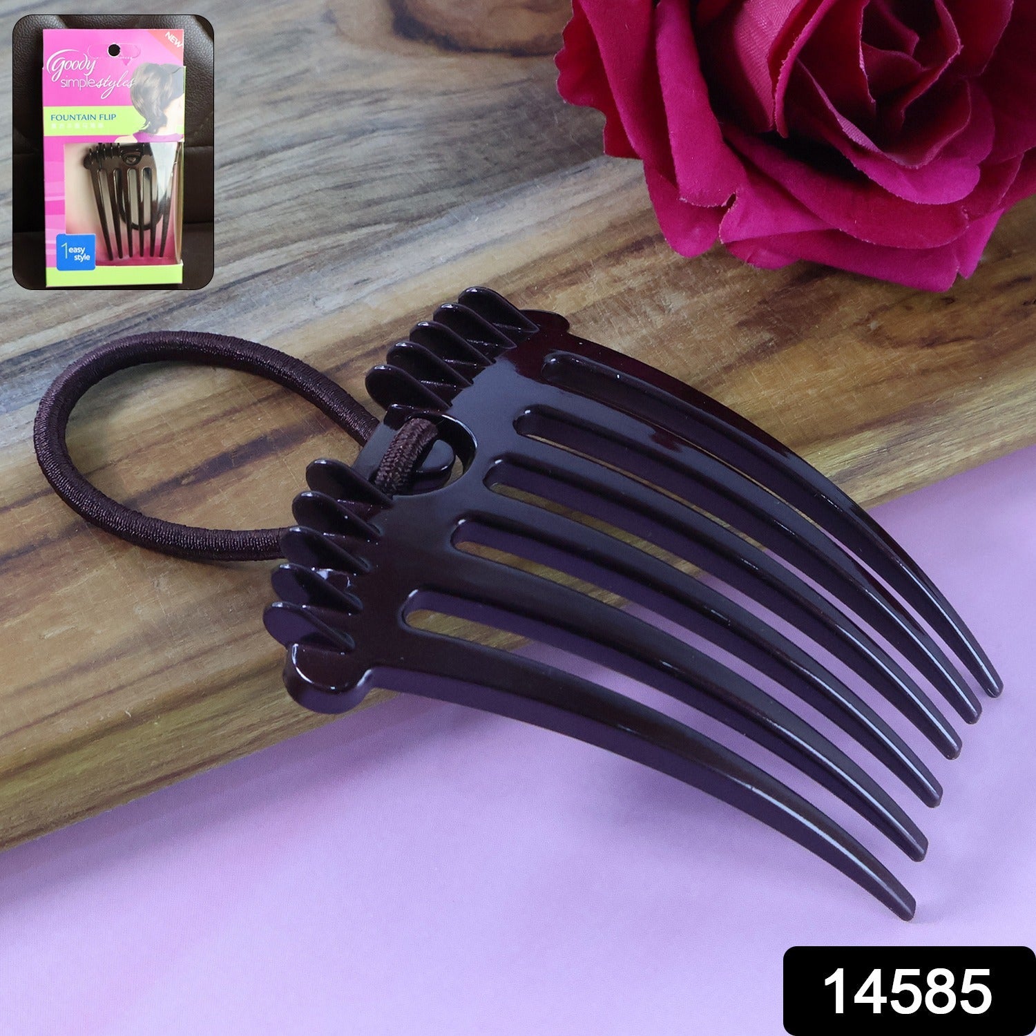 Ponytail Comb with Elastic Loop - (1 Pc) Ponytail Comb with Elastic Loop - (1 Pc)
